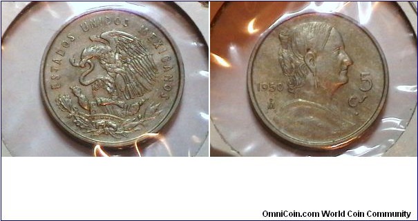 Mexico 1950 5 Centavos Km# 425 