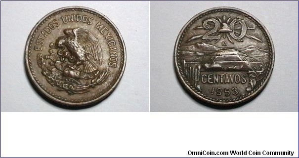 Mexico 1953 20 Centavos Km# 439 