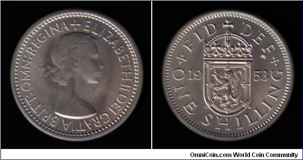 1953 1 Shilling Scottish Arms