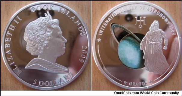 5 Dollars - Year of Astronomy - Uranus - 20 g Ag .999 Proof - mintage 2,000