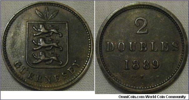 1889 H 2 doubles, VF+ great toning