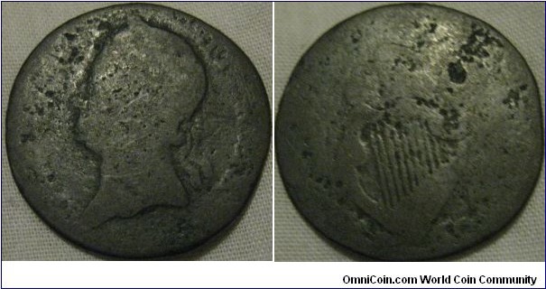 1760 halfpenny, very low grade