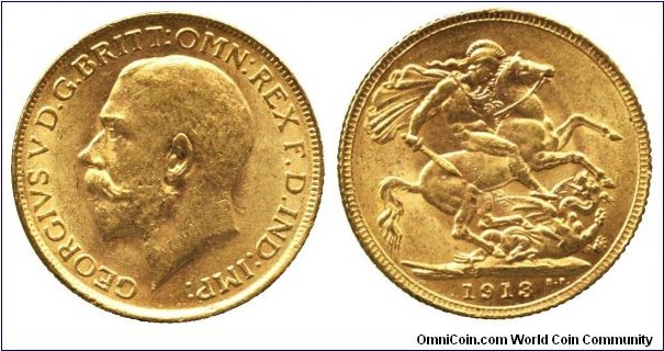 George V (1910-1936), Sovereign, 1913. Nearly EF.