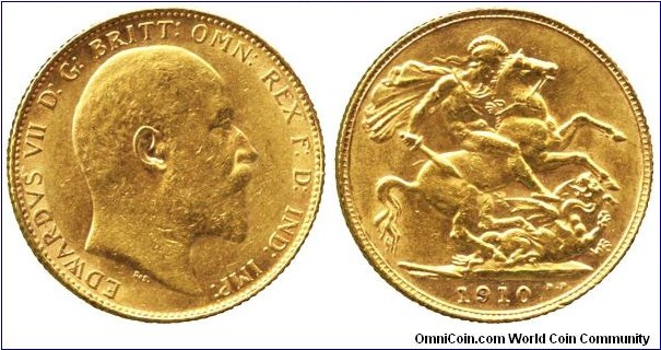 Edward VII (1901-1910), Sovereign, 1910. Very fine