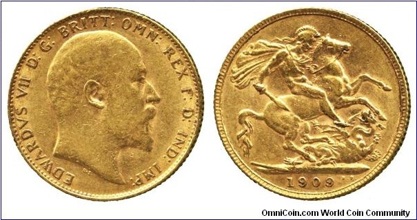 Edward VII (1901-1910), Sovereign, 1909. Fine