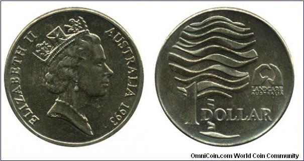 Australia, 1 dollar, 1993, Ni-Al-Cu, 25mm, 9g, Landcare Australia, Queen Elizabeth II.