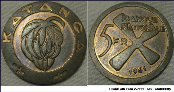 1961 ketanga 5 francs, EF