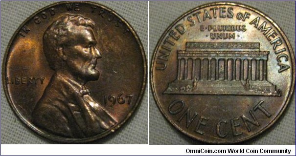 1967 1 cent, nice lustre and a great shine on the obverse