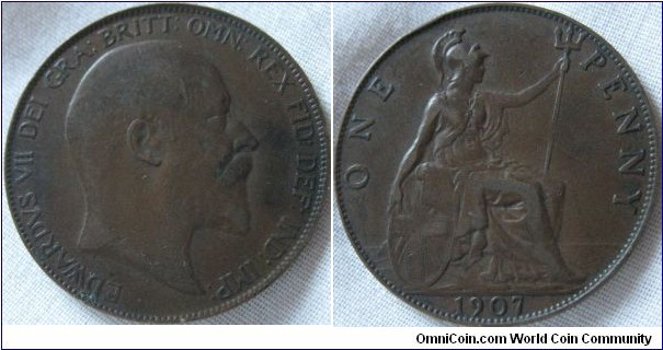 1907 penny, VF grade