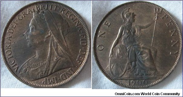 1900 penny, EF good amount of lustre, possible planchet flaw on obverse