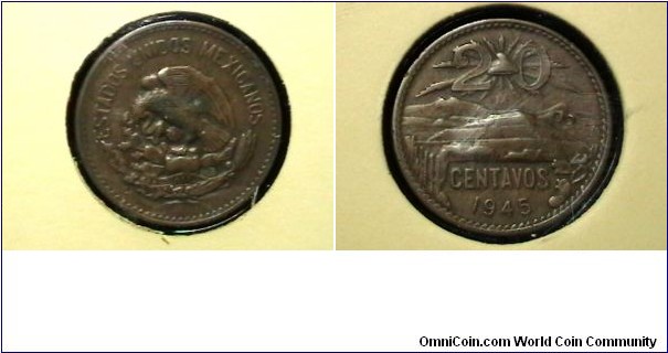 Mexico 1945 20 Centavos Km 439 