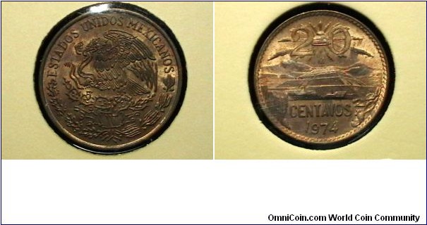 Mexico 1974 20 Centavos Km 441 