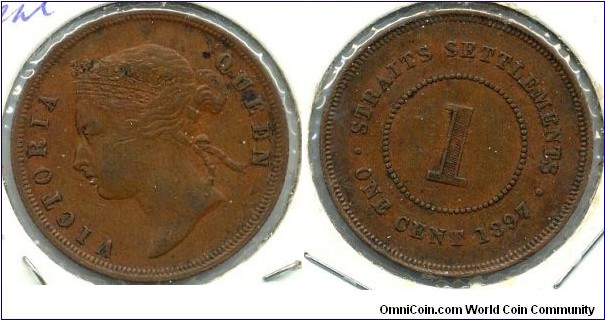 ONE CENT, Straits Settlements, 1897.