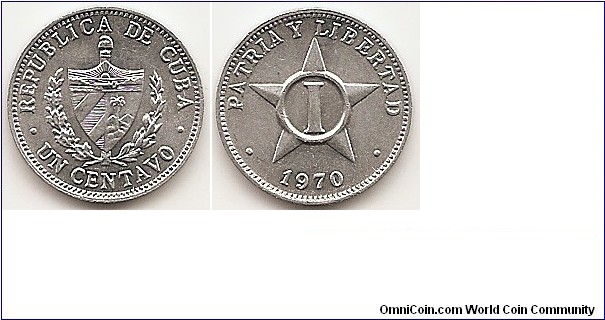 1 Centavo
KM#33.1
0.7300 g., Aluminum   Obv: National arms within wreath, denomination below Rev: Roman denomination within circle of star, date below Rev. Leg.: PATRIA Y LIBERTAD