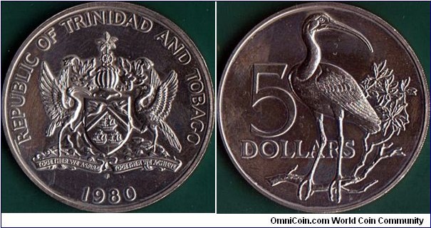Trinidad & Tobago 1980 FM 5 Dollars.