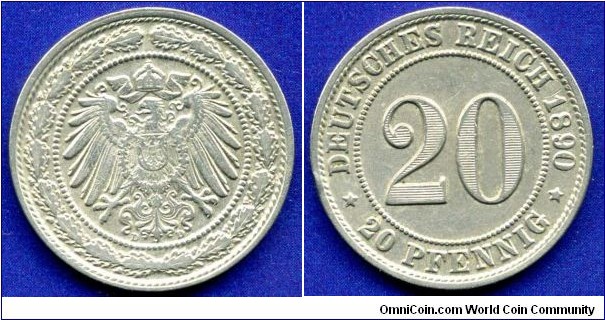 20 pfennig.
German Empire.
*D* - München mint.


Cu-Ni.
