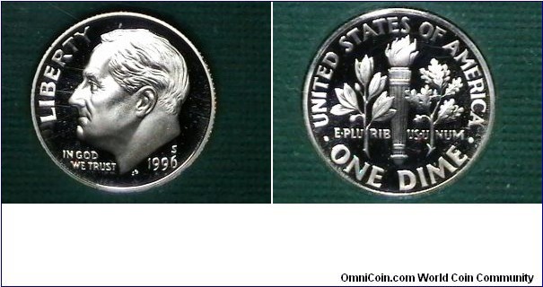 U.S. 1996 Proof Set Roosevelt Dime 