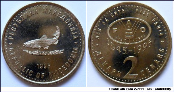 2 denars.
1995, 50th Anniversary of F.A.O.
(1945-1995)
