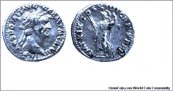 suberatus, Br-Ag, 3.45g, silvered bronze coin of: Domitian RIC II, 109, AR denarius, Rome AD 88 obv. IMP CAES DOMIT AVG GERM PM TRP VII , rev. IMP XIIII COS XIIII CENS P PP Minerva, in long garment and with Corinthian helmet, stg.l., holding thunderbolt in r. hand and spear in l. hand; shiel left behind her legs.