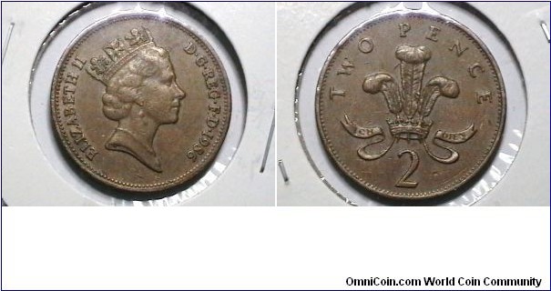 Great Britan 1986 2  Pence Km# 936 