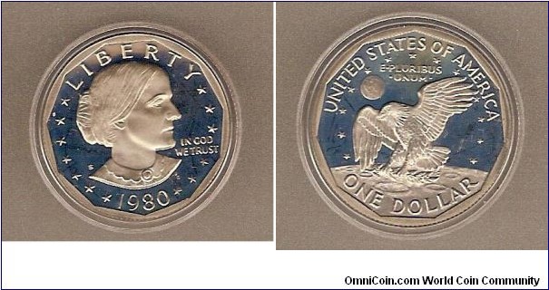 Susan B. Anthony/Apollo XI.  Cameo proof.