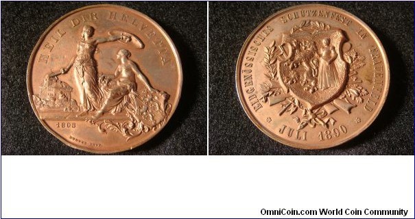 Swiss Shooting Fest. Eidgenossisches Schuteenfest in Frauenfeld. Bronze 45 MM. Mintage: 4,500