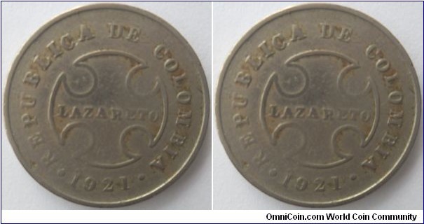 COLOMBIA  10 CENTAVOS LAZARETO-VF 23MM- CAT 108-1 $ 49