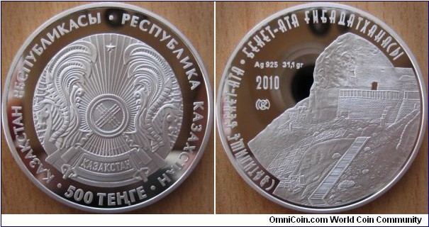 500 Tenge - Beket-Ata sanctuary - 31.1 g Ag .925 Proof - mintage 15,000