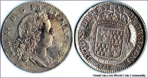 silver jeton issued for Des Etats de Bretagne (Bretonese Parliament) in 1717