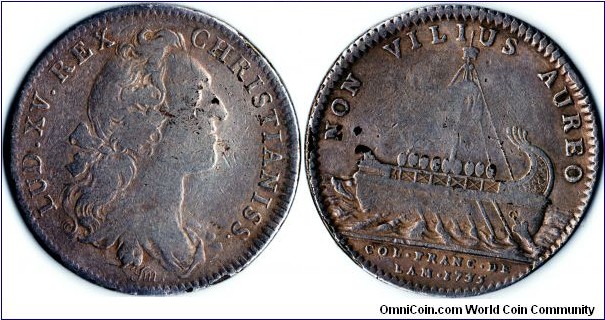 scarcer silver jeton issued for the `colonies francais de l'Amerique'. Hard to find, and expensive when you do.