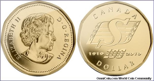 Canada, 1 dollar, 2010 Celebrating a Century of Saskatchewan Roughrider