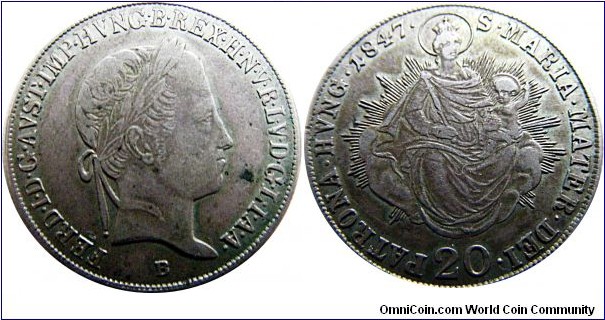 20 krajcarów B , Silver 