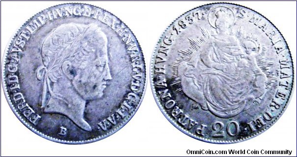 20 krajcarów B, Silver 