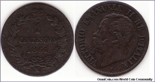 Vittorio Emanuele II 
1 centesimo N
Raro
