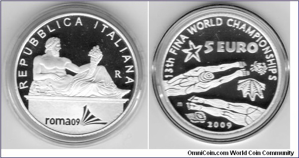 13th FINA World Championships ROMA 
5 Euro AG 925/1000