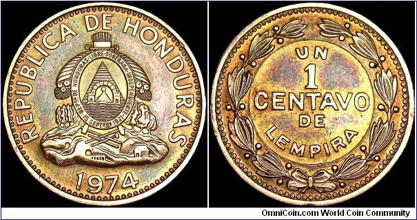 Honduras - 1 Centavo - 1974 - Weight 1,4 gr - Copper clad steel - Size 15 mm - President / Oswaldo López Arellano (1972-75) - Edge : Plain - Reference KM# 77a (1974-98)