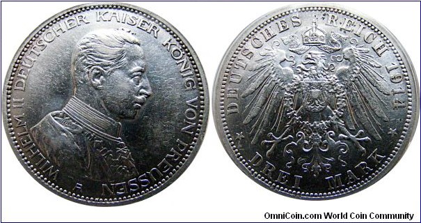 3 mark 25 th Year of Reign ,16,6670 g., .900 Silver, .4823 oz 	