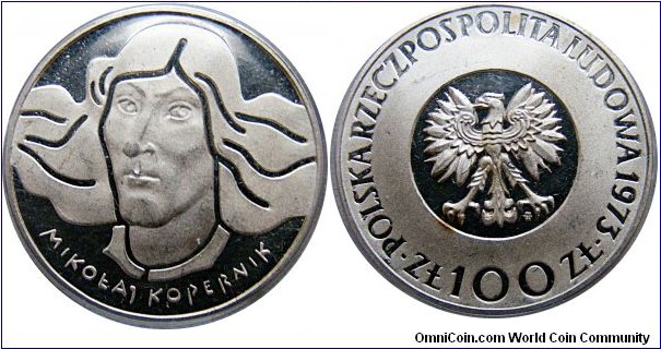 100 zł, 500th Anniversary- Birth of Mikołaj Kopernik, 16,5 g, .625 Silver, .3316 oz