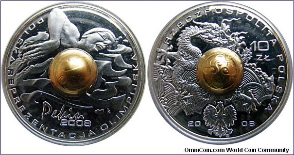 10 zł, Pekin 2008 Ag 925,14,40 g