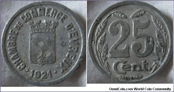 1921 25 centimes, D'evreux
