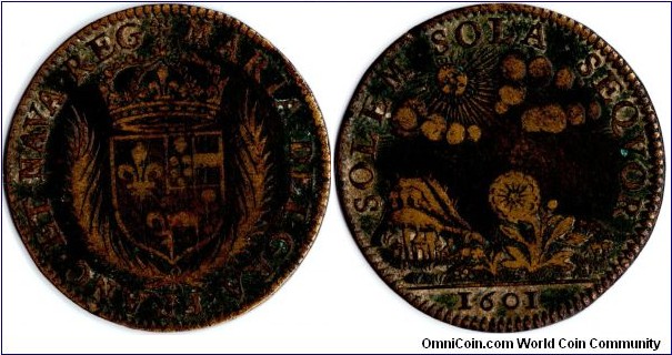 copper jeton issued for thew household of Marie de Medici