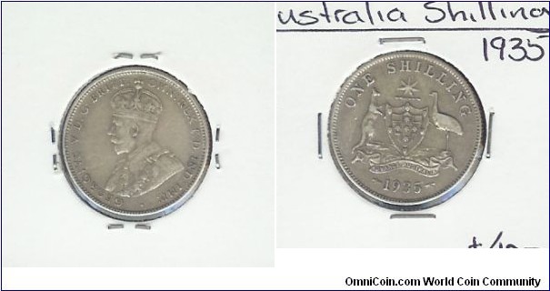 1935 Shilling with broken '3' of date
