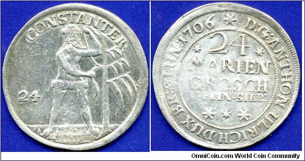 24 Marien Groschen (2/3 Thaler, Gulden).
Braunschweig-Wolfenbüttel.
Anton Ulrich (1704-1714).


Ag.