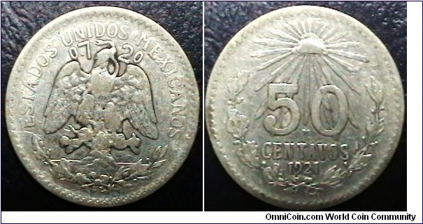 Mexico 1921 50 Centavos Km 447 