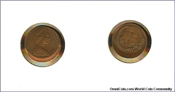 1966 one cent coin mis-struck. 
