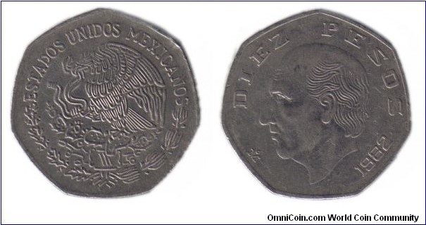 1982 10 Pesos (thick flan)