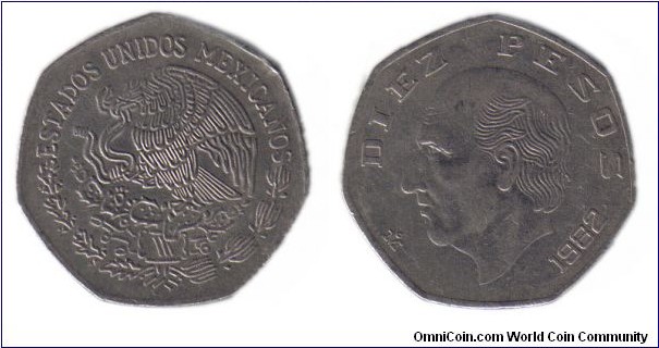 1982 10 Pesos (thick flan)