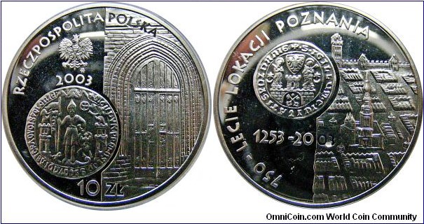 10 zł, 750-lecie lokacji Poznania,14,14 g, Ag 925