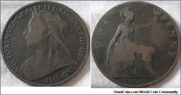 1900 penny, average grade