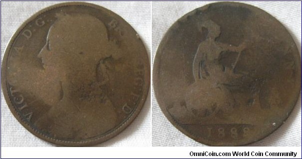 1888 penny, average grade